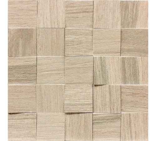 Wooden Tile Almond Mosaico 6x6 3d Inclinato Nat 30x30