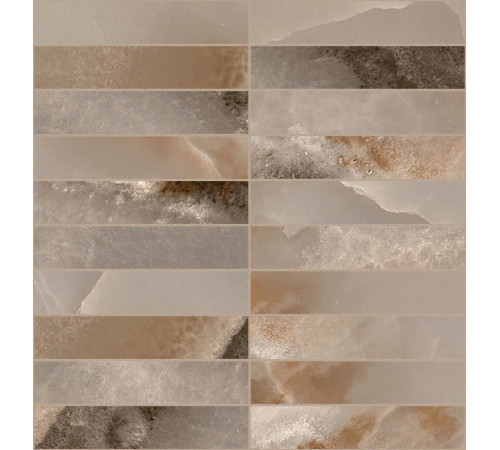 Reves De Rex Choco Glossy Mosaico 3x15 30x30