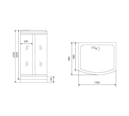 Душевая кабина Timo Lux T-7715, 120x90x225
