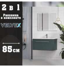 Тумба с раковиной подвесная Velvex Posse tp.POS.OSK.85.1Y верде, 85 см