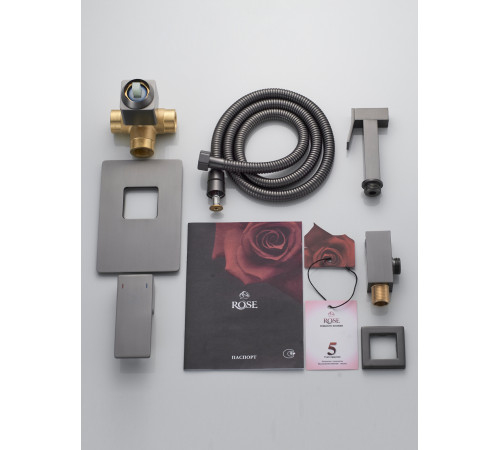 Гигиенический душ со смесителем Rose R2805T, оружейная сталь