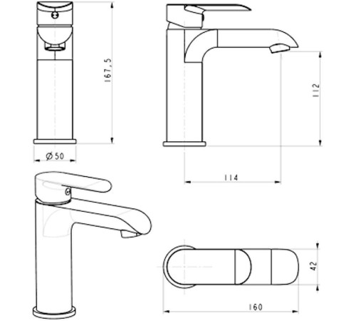 Смеситель для раковины Hansberge H1033C, хром
