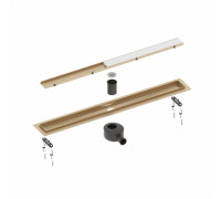 Душевой лоток (двухсторонняя решетка) TIMO Drain System DS230206/17, матовое золото