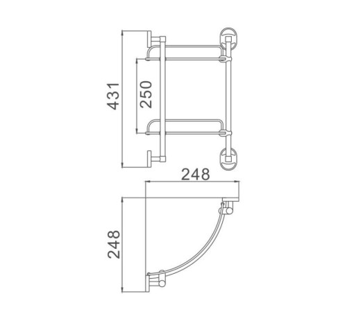 Полка стеклянная угловая D-Lin D262100, хром
