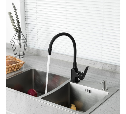 Смеситель для кухни с гибким изливом FRUD R43152, черный