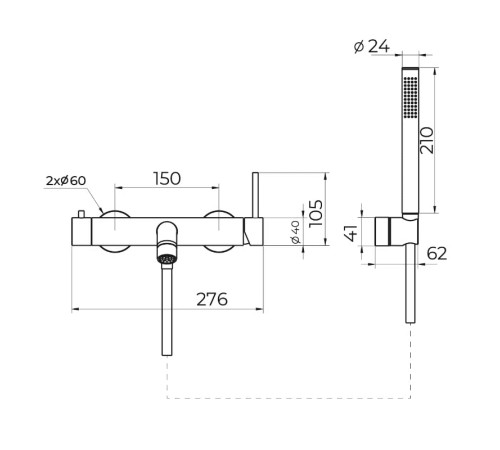 Смеситель для ванны Knotlor SS-23/BL, черный