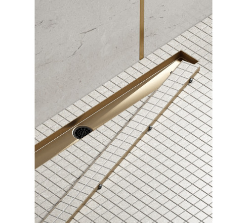 Душевой лоток (двухсторонняя решетка) TIMO Drain System DS230209/17, матовое золото