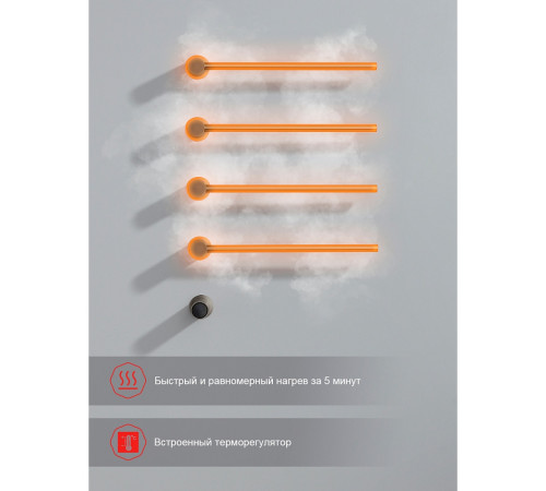 Полотенцесушитель электрический RAGLO R350.52.09 встраиваемый сенсорный с терморегулятором, графит