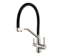 Смеситель для кухни с гибким изливом и подключением фильтра Esko Kitchen K25 B, сатин/черный