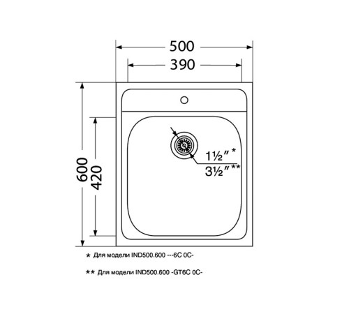 Кухонная мойка UKINOX Иннова IND500.600 ---6C 0C-, 60*50
