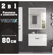 Тумба с раковиной подвесная Velvex Estea tp.EST.MOD.80.1Y, 80 см