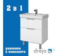 Тумба с раковиной подвесная/напольная Dreja Q Plus 60 см, белый
