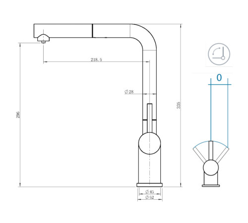 Смеситель для кухни Grandex Aqua Handy-P 9020963, графит
