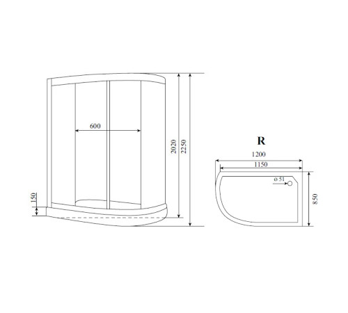 Душевая кабина Timo Comfort Fabric Glass T-8802RF, 120x85x220