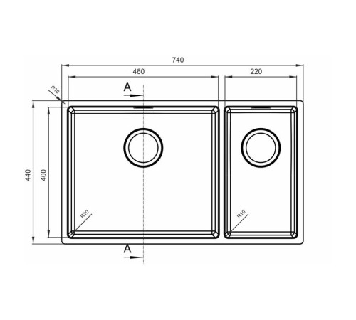 Кухонная мойка Florentina ОПТИМА-HM OHM.460/220.400.В.20.S.10, нержавеющая сталь