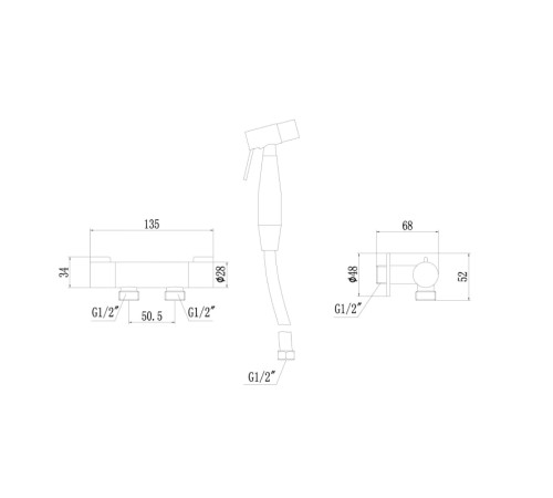Гигиенический душ без смесителя Fmark FS-FXQ01H, черный