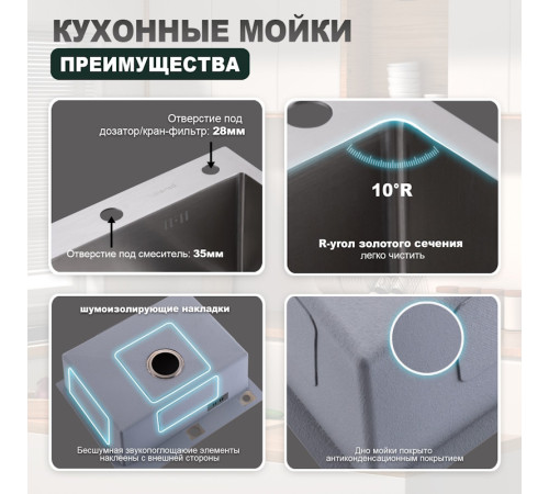 Кухонная мойка Splenka S702.6050.05, сатин