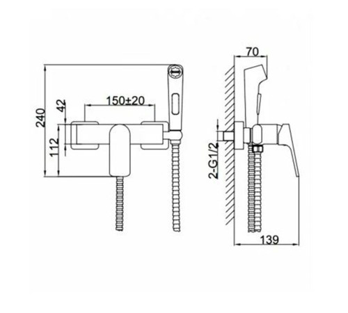 Гигиенический душ со смесителем FRAP F7586-6, черный