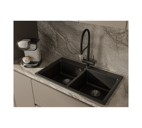 Смеситель для кухни с подключением фильтра Rivelato Adria 1523517, черный/хром