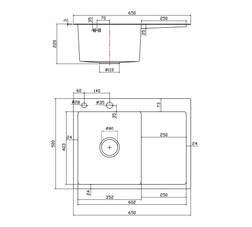 Мойка для кухни Fmark FSC6550C-L, матовое золото