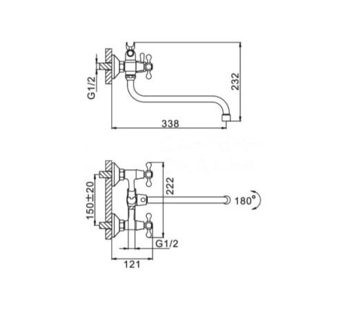 Смеситель для ванны FRAP F2227-2, хром