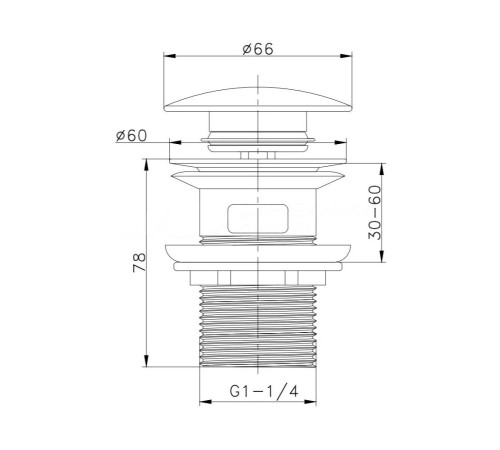 Донный клапан Maretti AC19P67660 с переливом, оружейная сталь