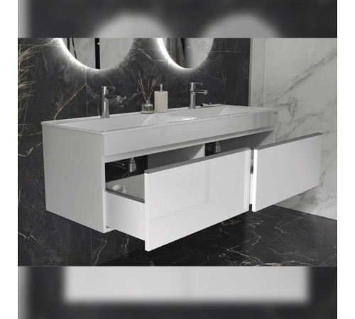 Тумба с раковиной подвесная Velvex Pulsus tp.PUL.PUL.140.2Y белый глянец, 140 см