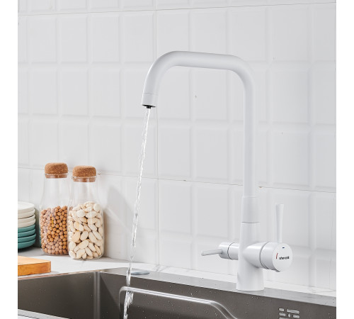 Смеситель для кухни с подключением фильтра Shevanik S528C, белый