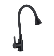 Смеситель для кухни с гибким изливом и режимом душ Fmark FS8266H-01, черный