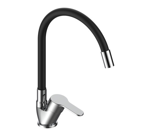 Смеситель для кухни с гибким изливом Voda Tide TD519B, хром/черный