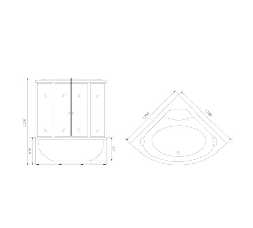 Душевая кабина (душевой бокс) Timo Standart T-1125, 120x120x220