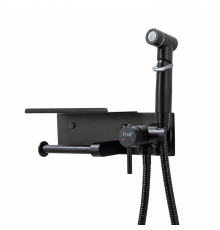 Гигиенический душ со смесителем и полочкой FRAP F2075-6, черный