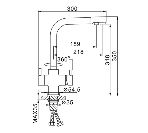 Смеситель для кухни с подключением фильтра FRAP F4352-7, черный