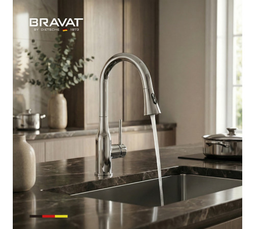 Смеситель для кухни с выдвижным изливом BRAVAT F7798929CP-SW, хром