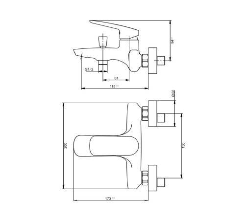 Смеситель для ванны Savol SK-H7101, хром