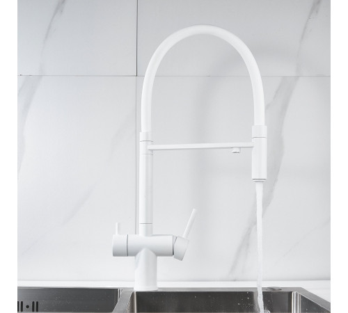Смеситель для кухни с подключением фильтра Shevanik S178C, белый