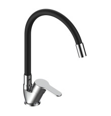 Смеситель для кухни с гибким изливом Voda Tide TD519B, хром/черный