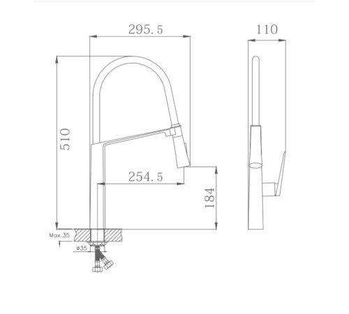Смеситель для кухни с гибким изливом и режимом душ Haiba HB73827-7, черный
