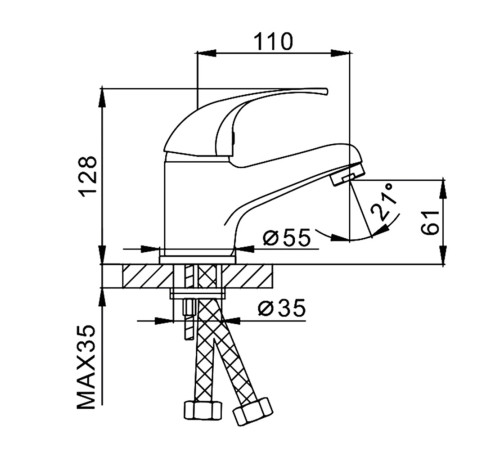 Смеситель для раковины Frap F1029-B, хром