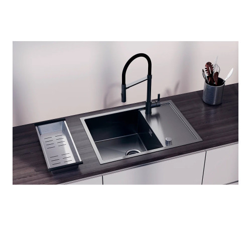 Кухонная мойка Ulgran Steel 680x500, черная брашированная сталь