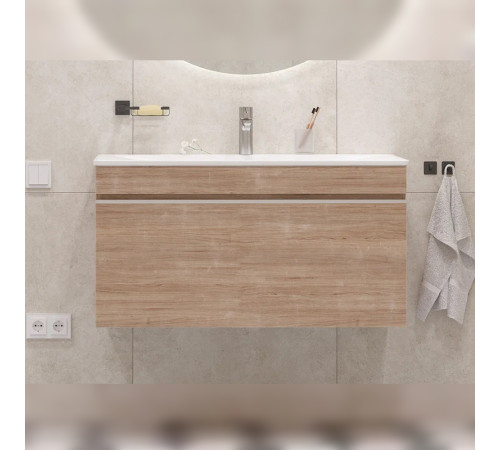 Тумба под раковину подвесная Velvex Pulsus tp.PUL.PUL.100.1Y дуб сонома, 100 см