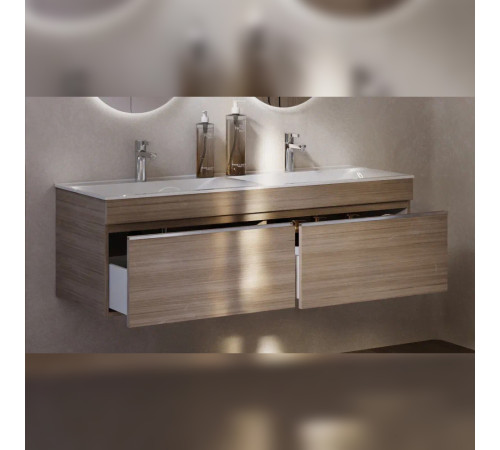 Тумба под раковину подвесная Velvex Pulsus tp.PUL.PUL.140.2Y дуб сонома, 140 см