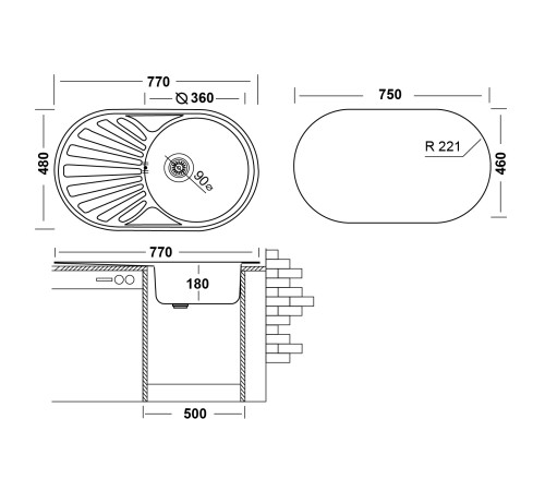 Кухонная мойка UKINOX Фаворит FAP770.480 -GT8K 1R, 48*77