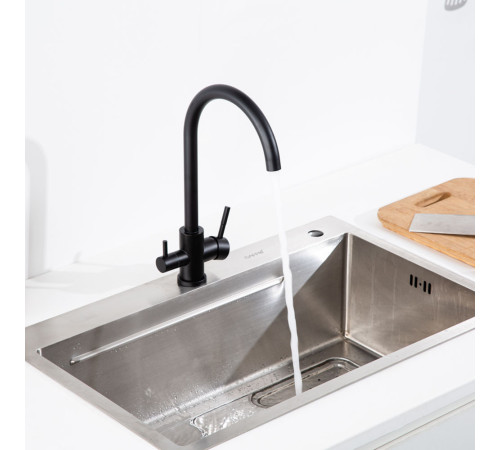 Смеситель для кухни с подключением фильтра FRAP F43899-46, черный