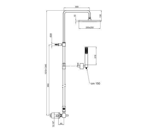 Душевая система Webert Azeta AZ870110015PVC, хром