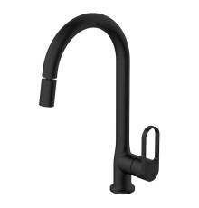 Смеситель для кухни с аэратором на шарнире Voda Harbor Black HR519B, черный