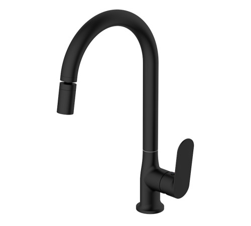 Смеситель для кухни с аэратором на шарнире Voda Shore Black SHR519BAR, черный