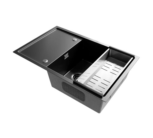 Кухонная мойка Ulgran Steel 780x500, черная брашированная сталь