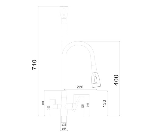 Смеситель для кухни с подключением фильтра воды Fmark FS1062-H12-3, черный/бежевый