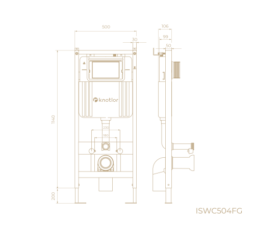 Инсталляция для подвесного унитаза Knotlor ISWC504FG (серия 1), бирюзовый